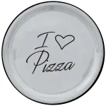 Set of 2 white 32cm pizza plates "I ❤ pizza" black by Arcucci