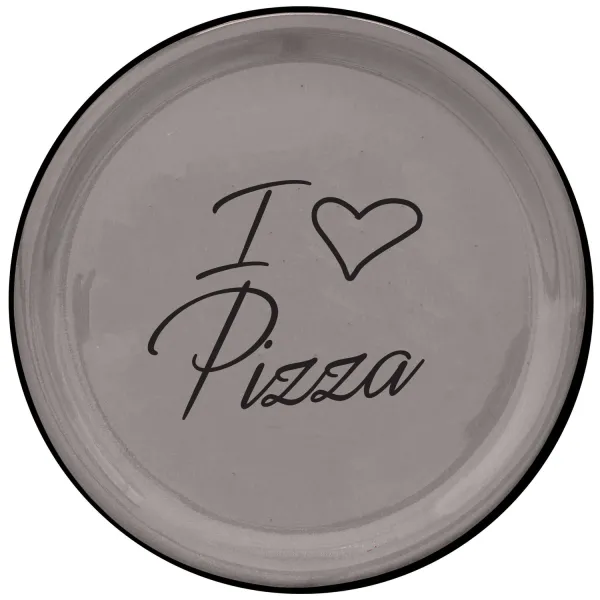 Set of 2 Gray 32cm "I ❤ pizza" Pizza Plates by Arcucci