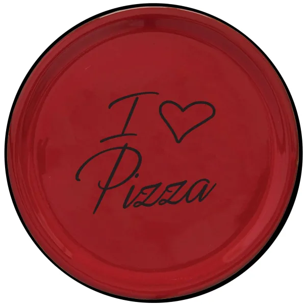 Set of 2 Red 32cm "I ❤ pizza" Pizza Plates by Arcucci