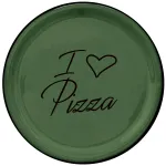 Set of 2 Green 32cm "I ❤ pizza" Black Pizza Plates by Arcucci