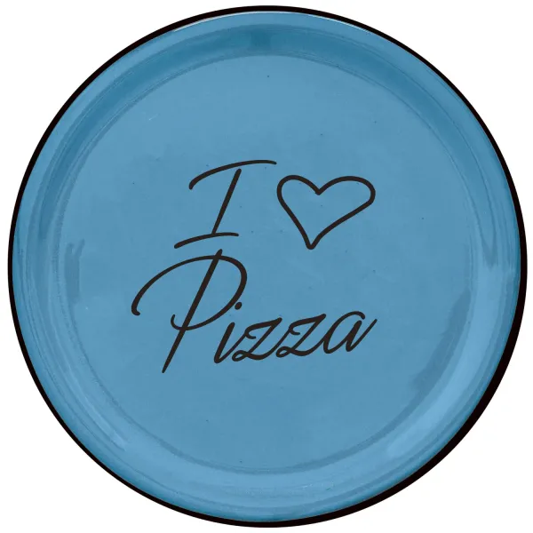 Set of 2 Blue 32cm "I ❤ pizza" Pizza Plates by Arcucci