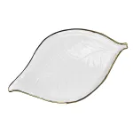 Large white ceramic tray with gold trim, 48x27cm, Foglie Oro by Arcucci