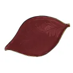 Large burgundy ceramic tray with gold trim, 48x27cm, Foglie Oro by Arcucci