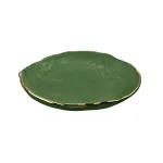 23cm Green Ceramic Salad Bowl with Gold Trim by Arcucci
