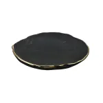 23cm Black Ceramic Salad Bowl with Gold Trim by Foglie Oro by Arcucci
