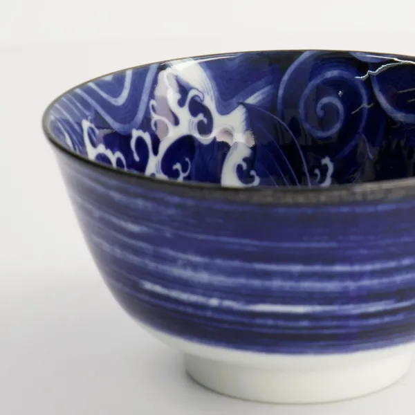 Japonism Carp Small Tayo Bowl 12.7x6.8cm 350ml set da 6 ciotole porcellana blu