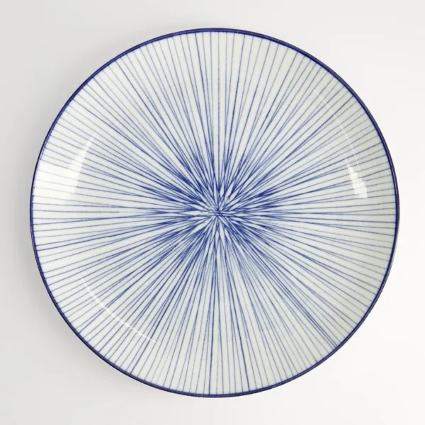 Nippon Blue Plate 25.7x3cm Lines set da 3 piatti tondi porcellana