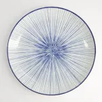 Nippon Blue Plate 25.7x3cm Lines set da 3 piatti tondi porcellana