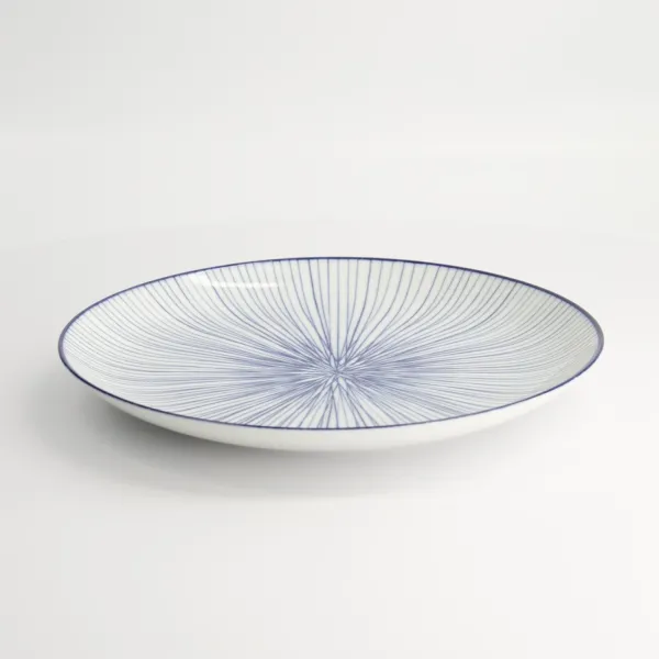 Nippon Blue Plate 25.7x3cm Lines set da 3 piatti tondi porcellana