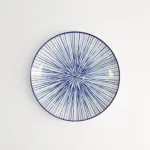 Nippon Blue Plate 16x2cm Lines Set of 6 Round Porcelain Plates