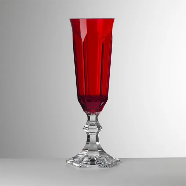 Set of 6 red acrylic champagne flutes, Dolce Vita by Mario Luca Giusti