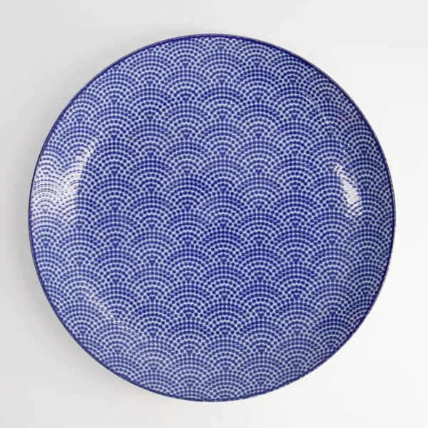 Nippon Blue Plate 25.7x3cm Dots set da 3 piatti tondi porcellana