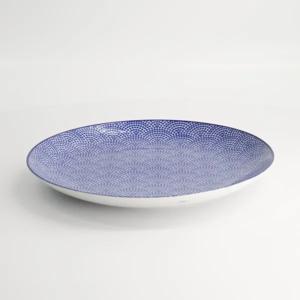 Nippon Blue Plate 25.7x3cm Dots set da 3 piatti tondi porcellana