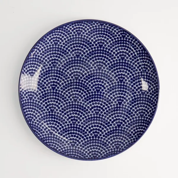 Nippon Blue Plate 20.6x2.2cm Dots set da 3 piatti tondi porcellana