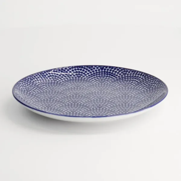 Nippon Blue Plate 20.6x2.2cm Dots set da 3 piatti tondi porcellana