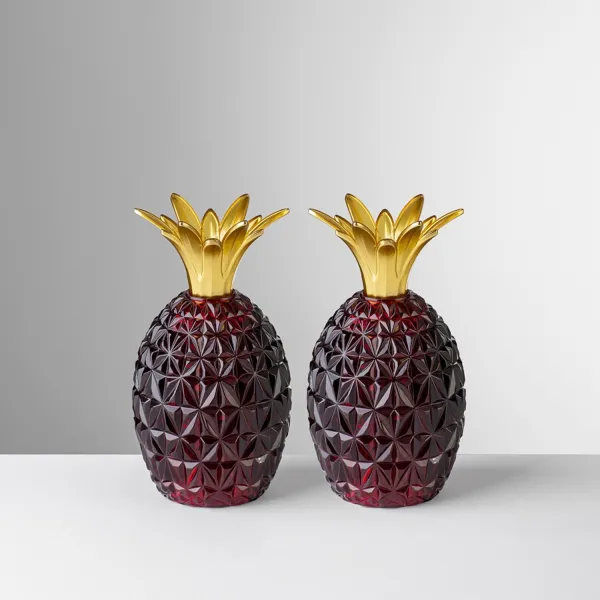 Caterina and Vittoria pineapple-shaped red salt and pepper set by Mario Luca Giusti