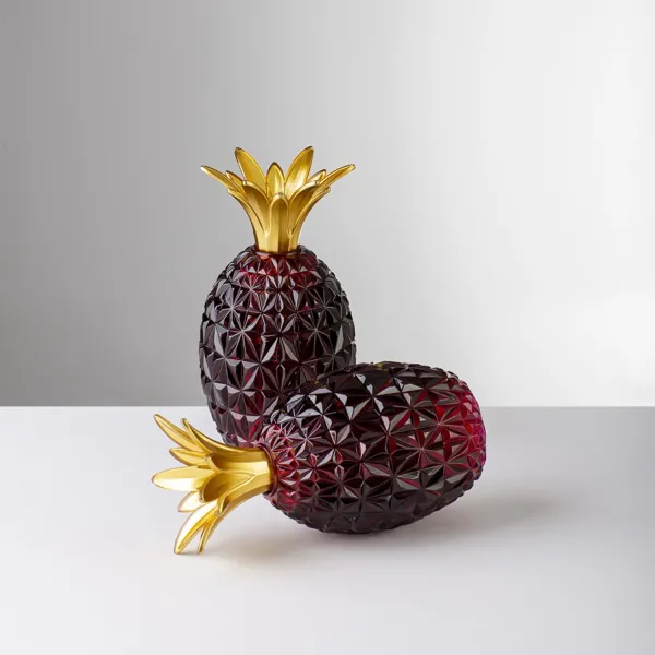Caterina and Vittoria pineapple-shaped red salt and pepper set by Mario Luca Giusti