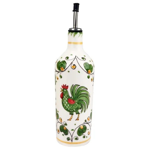 73 cl Ceramic Oil Cruet with Green Decorations by Arcucci