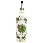 Oliera in ceramica da 73cl Galletto decori verdi by Arcucci