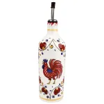 73 cl ceramic oil cruet with rooster and red decorations by Arcucci