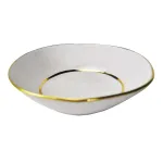 32cm White Ceramic Salad Bowl with Gold Trim by Arcucci