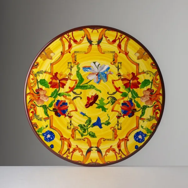 Set of 2 33cm patterned melamine placemats in ‘Pancale’ yellow by Mario Luca Giusti