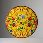 Set of 2 33cm patterned melamine placemats in ‘Pancale’ yellow by Mario Luca Giusti