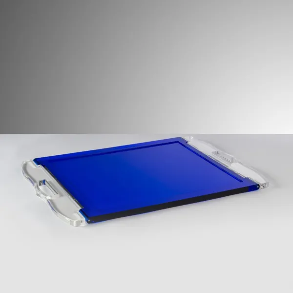 Blue acrylic tray ‘Flag’ by Mario Luca Giusti