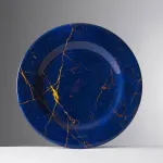 Set of 6 blue 23cm melamine fruit plates, ‘Lapislazzulo’ by Mario Luca Giusti