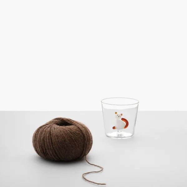 Ichendorf Tabby Cat Tumbler Set: 2 Glasses—White with a Sitting Cat and Amber with a Lying Cat