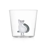 Tabby Cat Tumbler Set: 2 White Cat Glasses with Gray Tails by Ichendorf