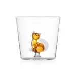 Tabby Cat Tumbler Set: 2 Amber Cat Glasses with White Tails by Ichendorf
