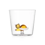 Tabby Cat Tumbler Set of 2: Lying Cat in Amber with White Tail by Ichendorf