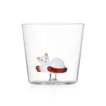 Tabby Cat Tumbler Set: 2 White Lying Cat Tumblers with Amber Tails by Ichendorf