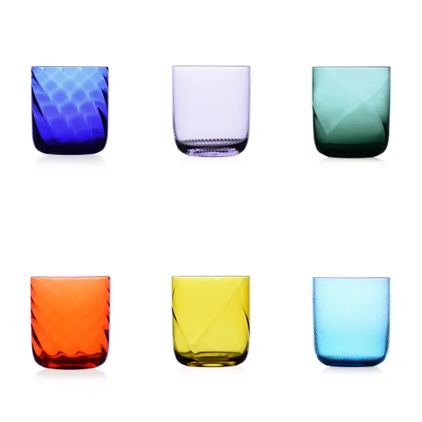 Riga' set 6 Bicchieri Tumbler in vetro Azzurro di Ichendorf