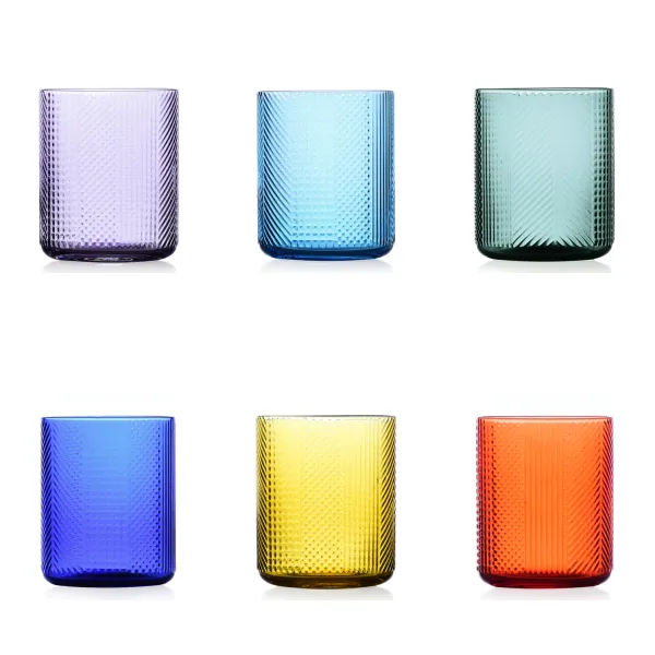Kokhi Set of 6 Assorted-Color Glass Tumblers by Ichendorf