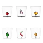 Vegetables Set of 6 Glass Tumblers with Vegetable Mix 1 by Ichendorf