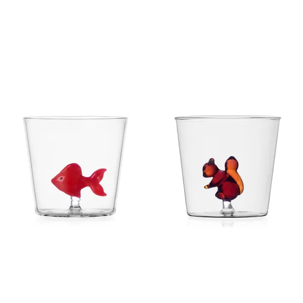 Set of 2 Animal-themed Glasses: Goldfish and Turtle, Animal Farm by Ichendorf Milano