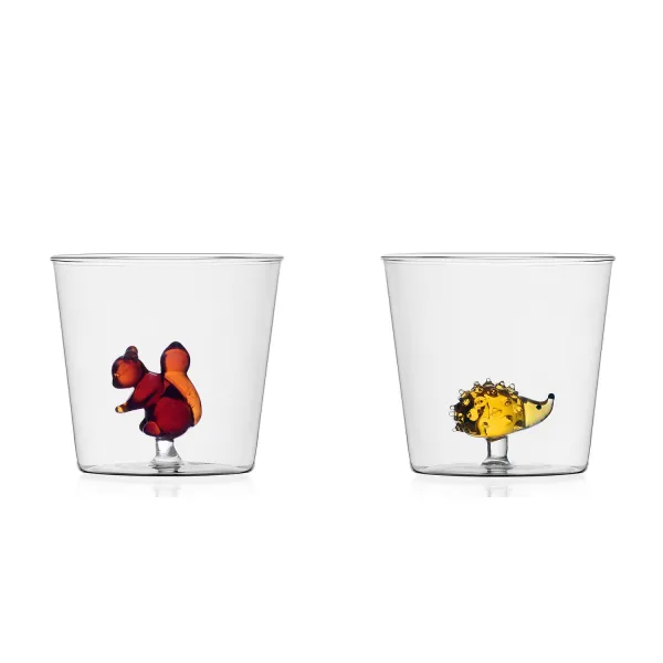 Set 2 Bicchieri con animali Scoiattolo e Riccio Animal Farm Ichendorf Milano