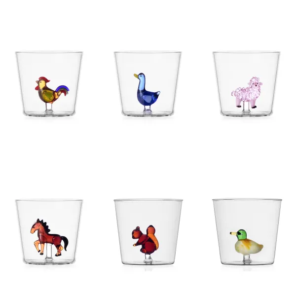 Set 6 Bicchieri con Animali Animal Farm Ichendorf Milano Mix2