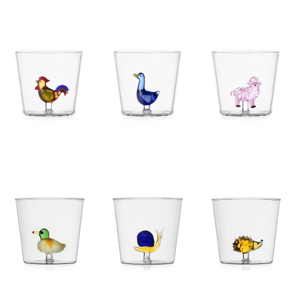 Set 6 Bicchieri con Animali Animal Farm Ichendorf Milano Mix3