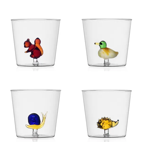 Set 4 Bicchieri con Animali Animal Farm Ichendorf Milano Mix1
