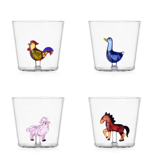 Set 4 Bicchieri con Animali Animal Farm Ichendorf Milano Mix2