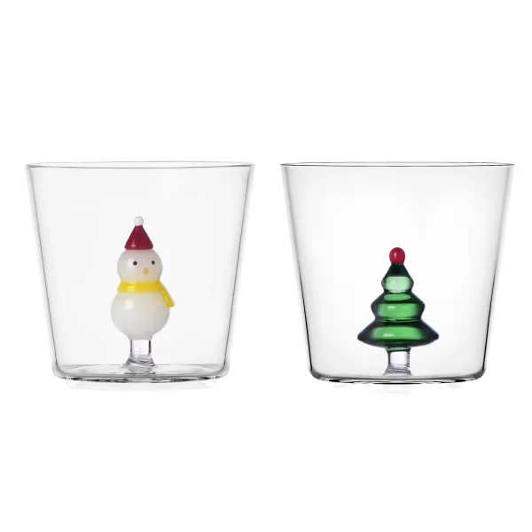 Tumbler Albero Verde e Pupazzo di neve Set 2 Bicchieri Ichendorf