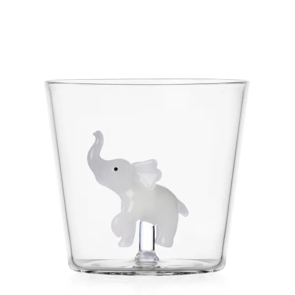 Glass with White Baby Elephant Savannah Ichendorf Milano