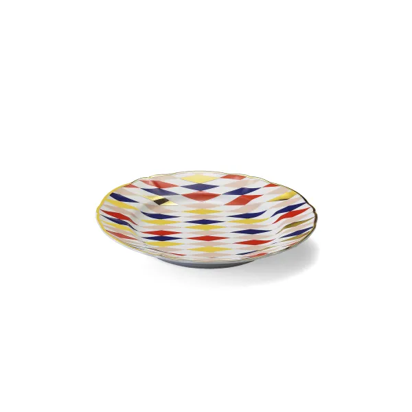 Quadri Set of 2 Multicolored Decal Dessert Plates with Gold Details by Bitossi Home
