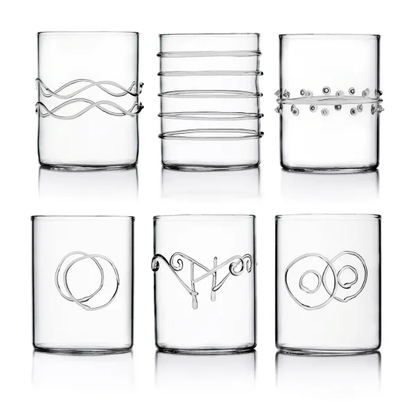 Decò Set of 6 Glass Tumblers with Assorted Decorations by Ichendorf