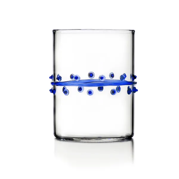 Decò Blue Set of 6 Glass Tumblers with Assorted Decorations by Ichendorf
