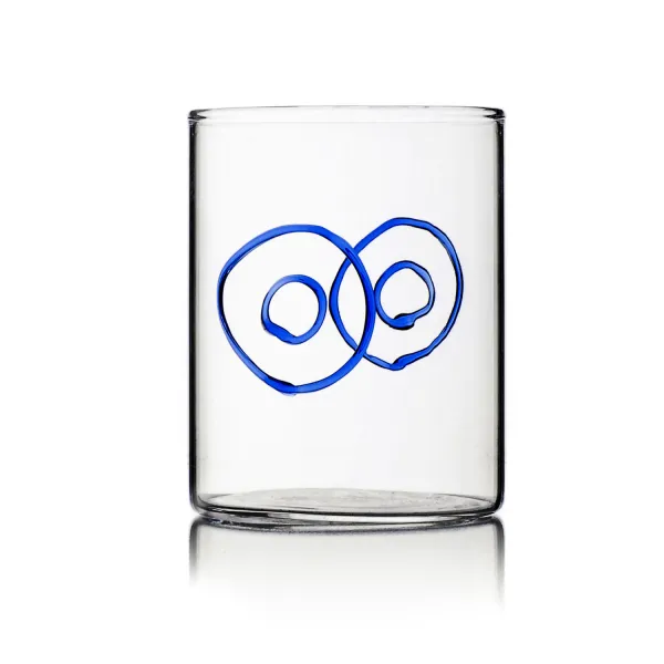 Decò Blue Set of 6 Glass Tumblers with Assorted Decorations by Ichendorf