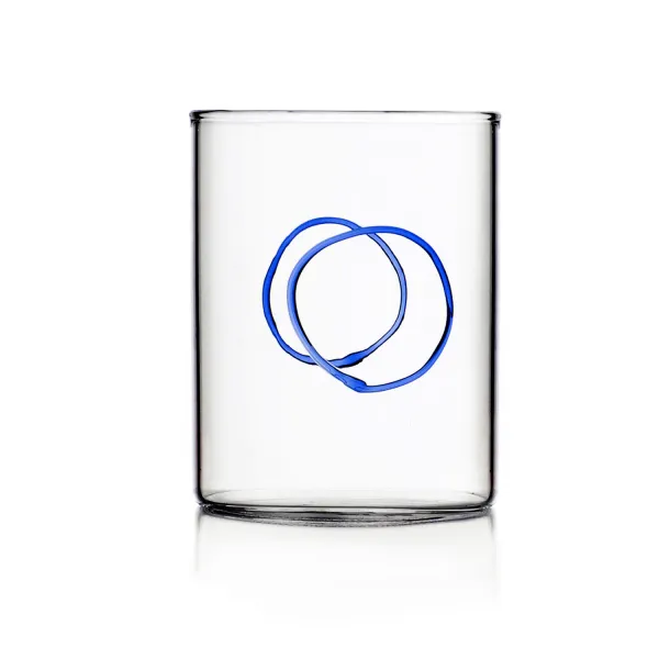 Decò Blue Set of 6 Glass Tumblers with Assorted Decorations by Ichendorf